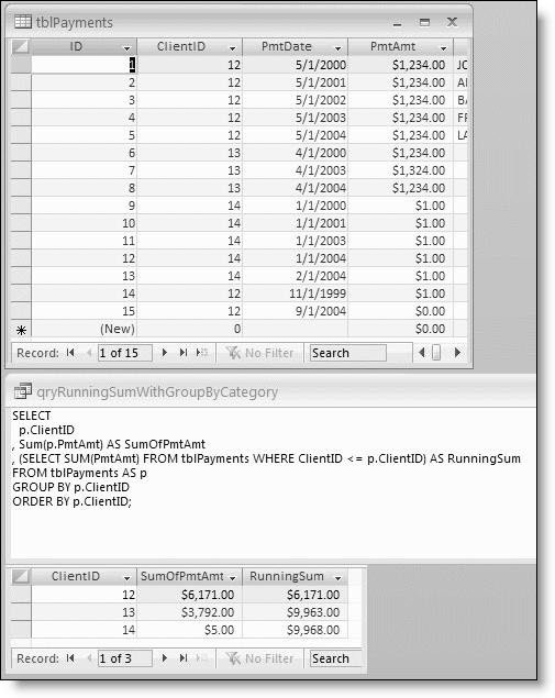 running sum query